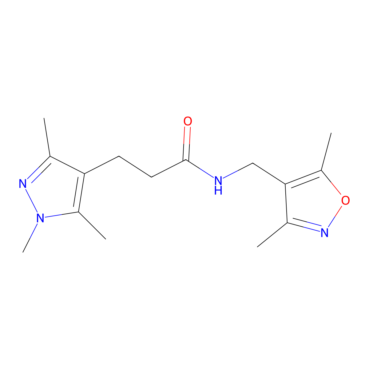 N~1~-[(3,5-Dimethyl-4-isoxazolyl)methyl]-3-(1,3,5-trimethyl-1H-pyrazol-4-YL)propanamide molecular structure, CAS 1775522-38-7
