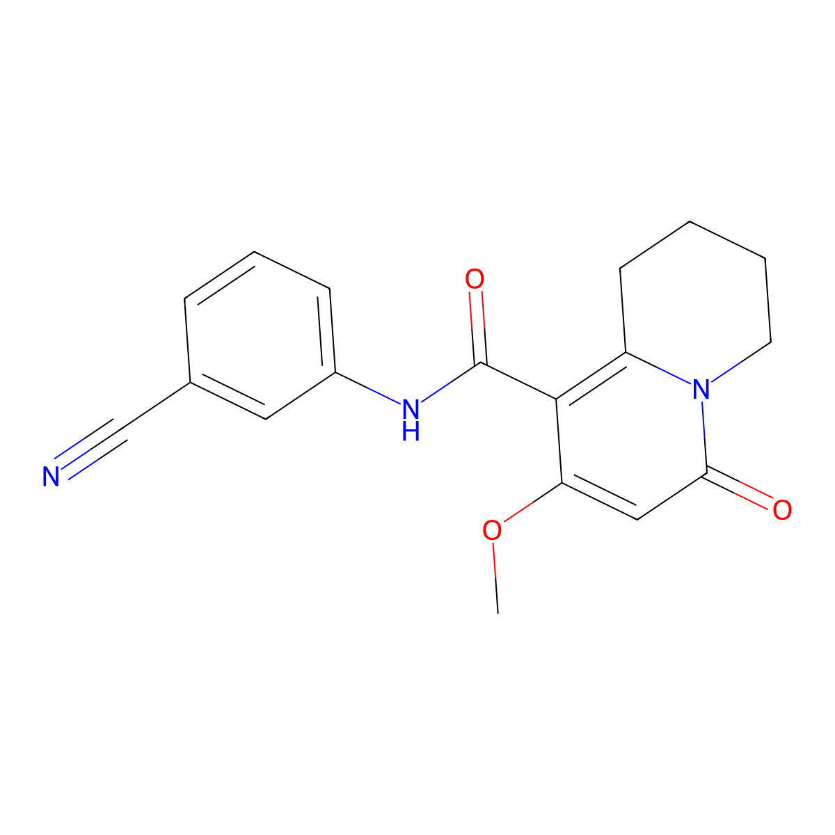 N-(3-cyanophenyl)-8-methoxy-6-oxo-1,3,4,6-tetrahydro-2H-quinolizine-9-carboxamide molecular structure, CAS 1775523-92-6