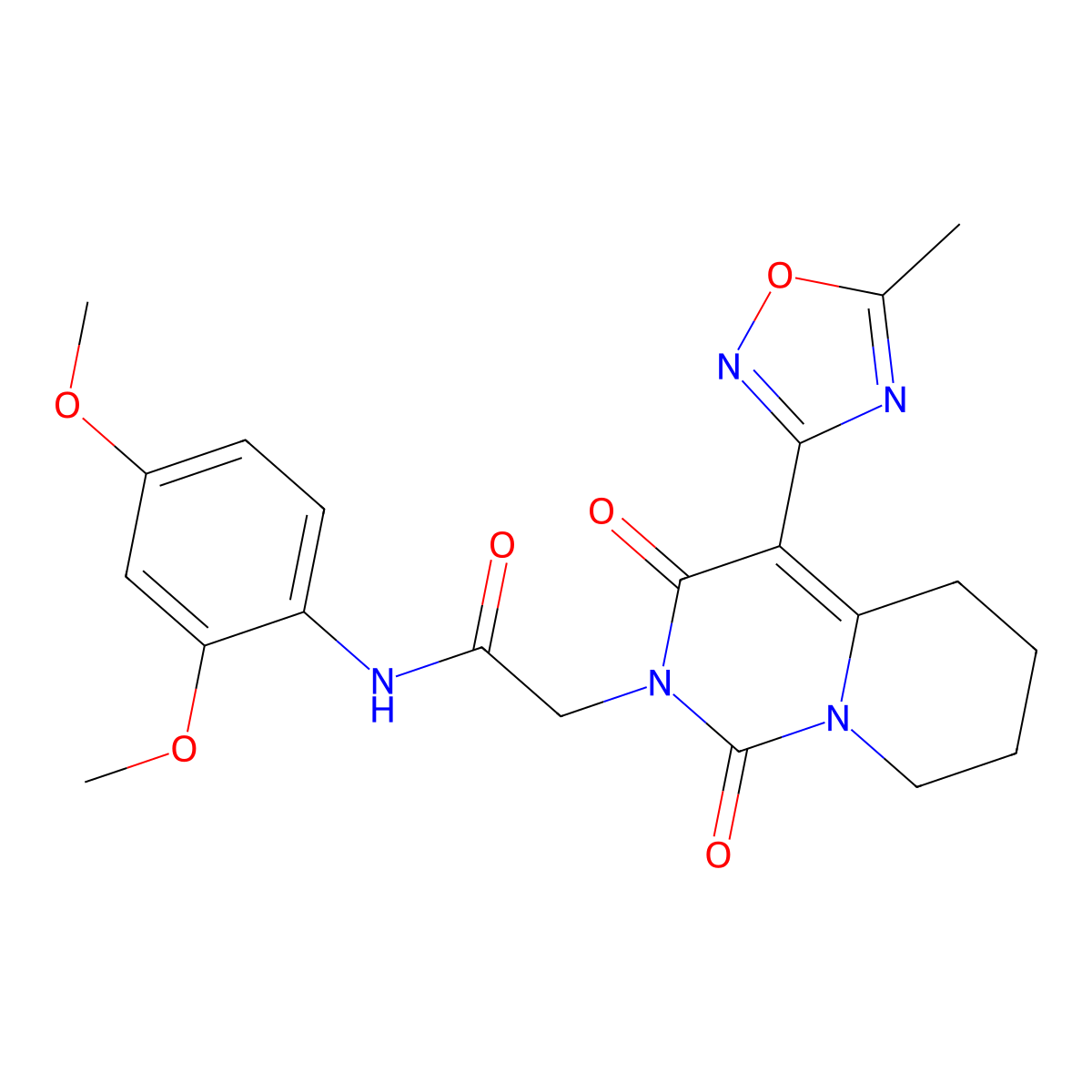 N-(2,4-dimethoxyphenyl)-2-[4-(5-methyl-1,2,4-oxadiazol-3-yl)-1,3-dioxo-5,6,7,8-tetrahydro-1H-pyrido[1,2-c]pyrimidin-2(3H)-yl]acetamide molecular structure, CAS 1775523-96-0