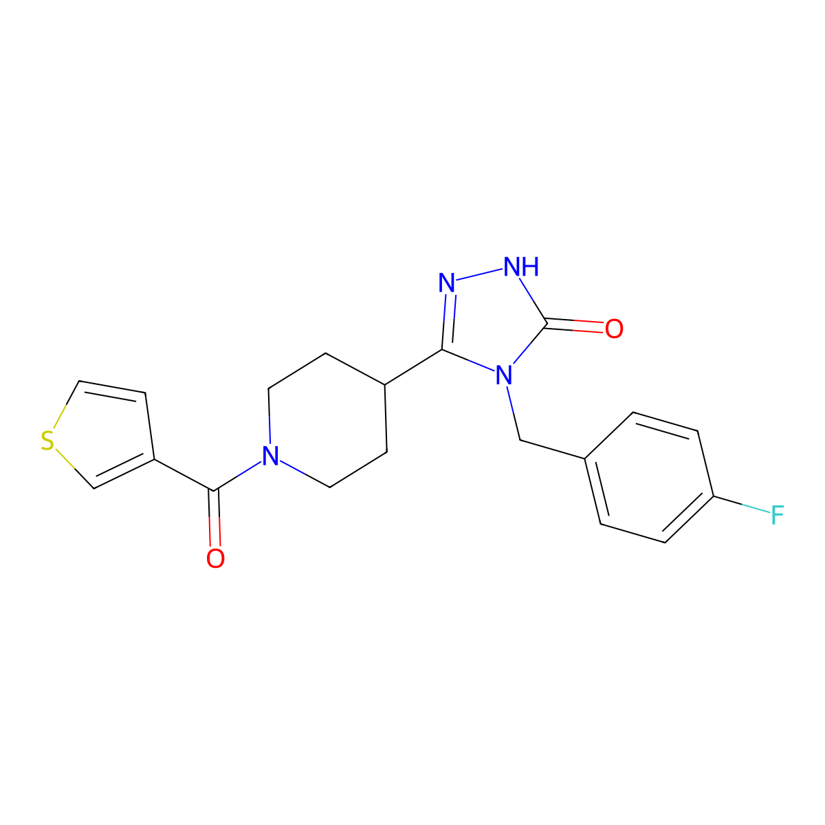 4-(4-fluorobenzyl)-5-[1-(3-thienylcarbonyl)piperidin-4-yl]-2,4-dihydro-3H-1,2,4-triazol-3-one molecular structure, CAS 1775524-36-1