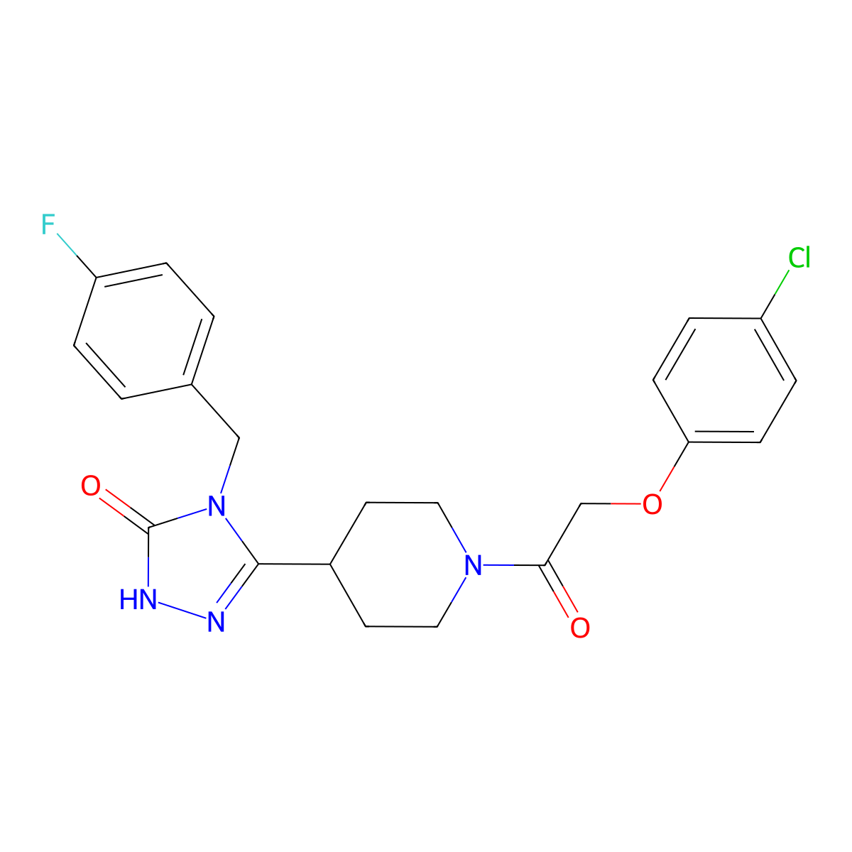 5-{1-[(4-chlorophenoxy)acetyl]piperidin-4-yl}-4-(4-fluorobenzyl)-2,4-dihydro-3H-1,2,4-triazol-3-one molecular structure, CAS 1775524-46-3