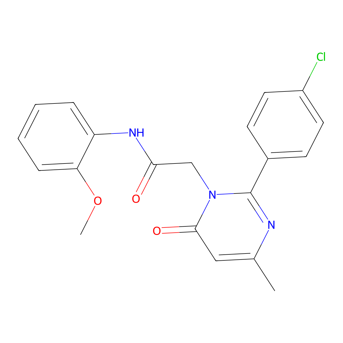 2-[2-(4-Chlorophenyl)-4-methyl-6-oxo-1,6-dihydropyrimidin-1-YL]-N-(2-methoxyphenyl)acetamide molecular structure, CAS 1775524-95-2