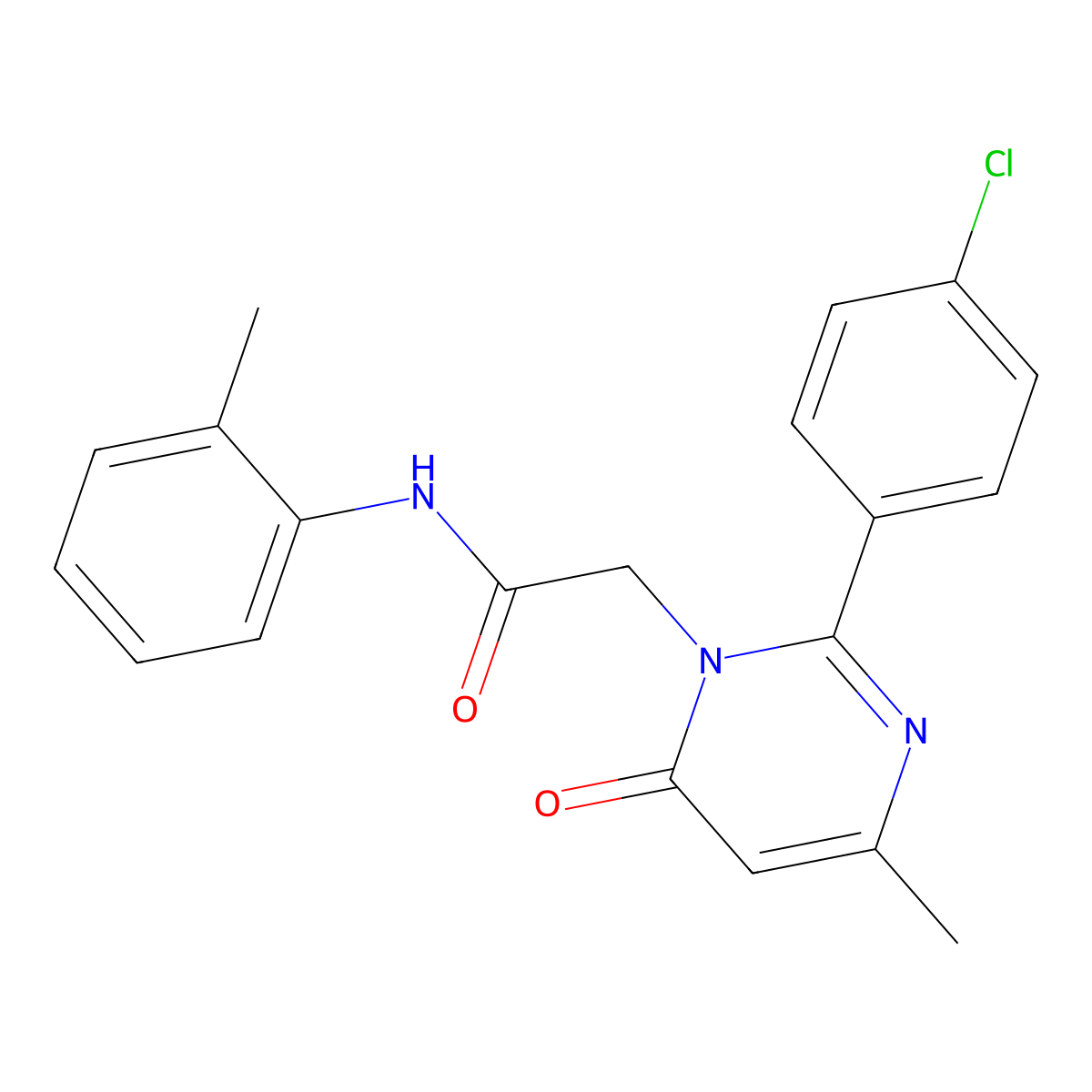 2-[2-(4-Chlorophenyl)-4-methyl-6-oxo-1,6-dihydropyrimidin-1-YL]-N-(2-methylphenyl)acetamide molecular structure, CAS 1775525-03-5
