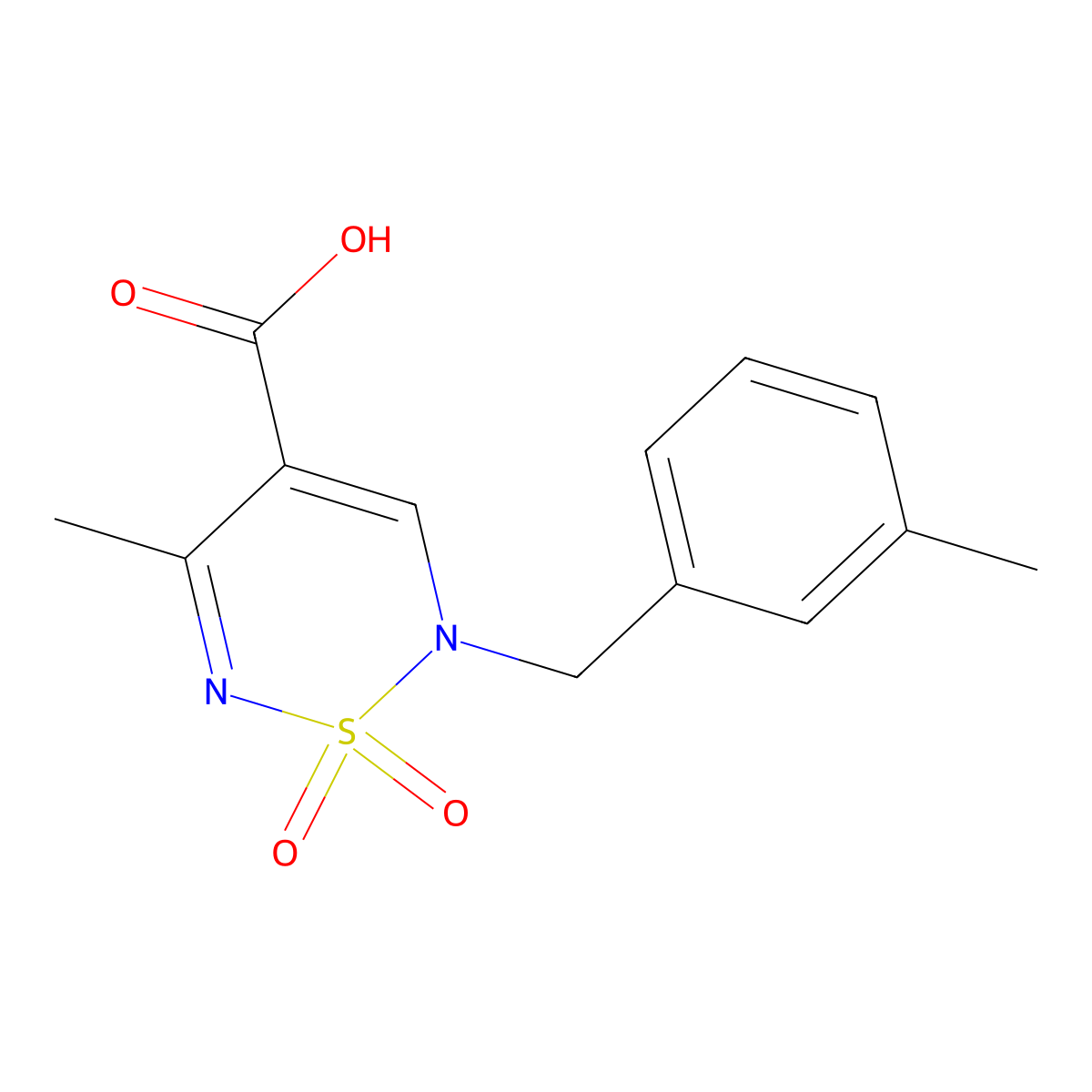 5-methyl-2-(3-methylbenzyl)-2H-1,2,6-thiadiazine-4-carboxylic acid 1,1-dioxide molecular structure, CAS 1775525-86-4