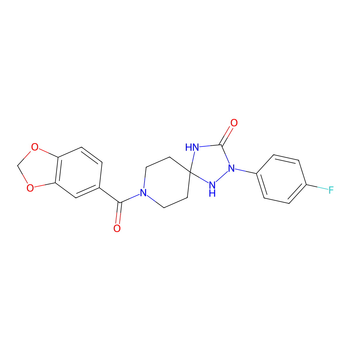 8-(2H-1,3-Benzodioxole-5-carbonyl)-2-(4-fluorophenyl)-1,2,4,8-tetraazaspiro[4.5]decan-3-one molecular structure, CAS 1775525-92-2