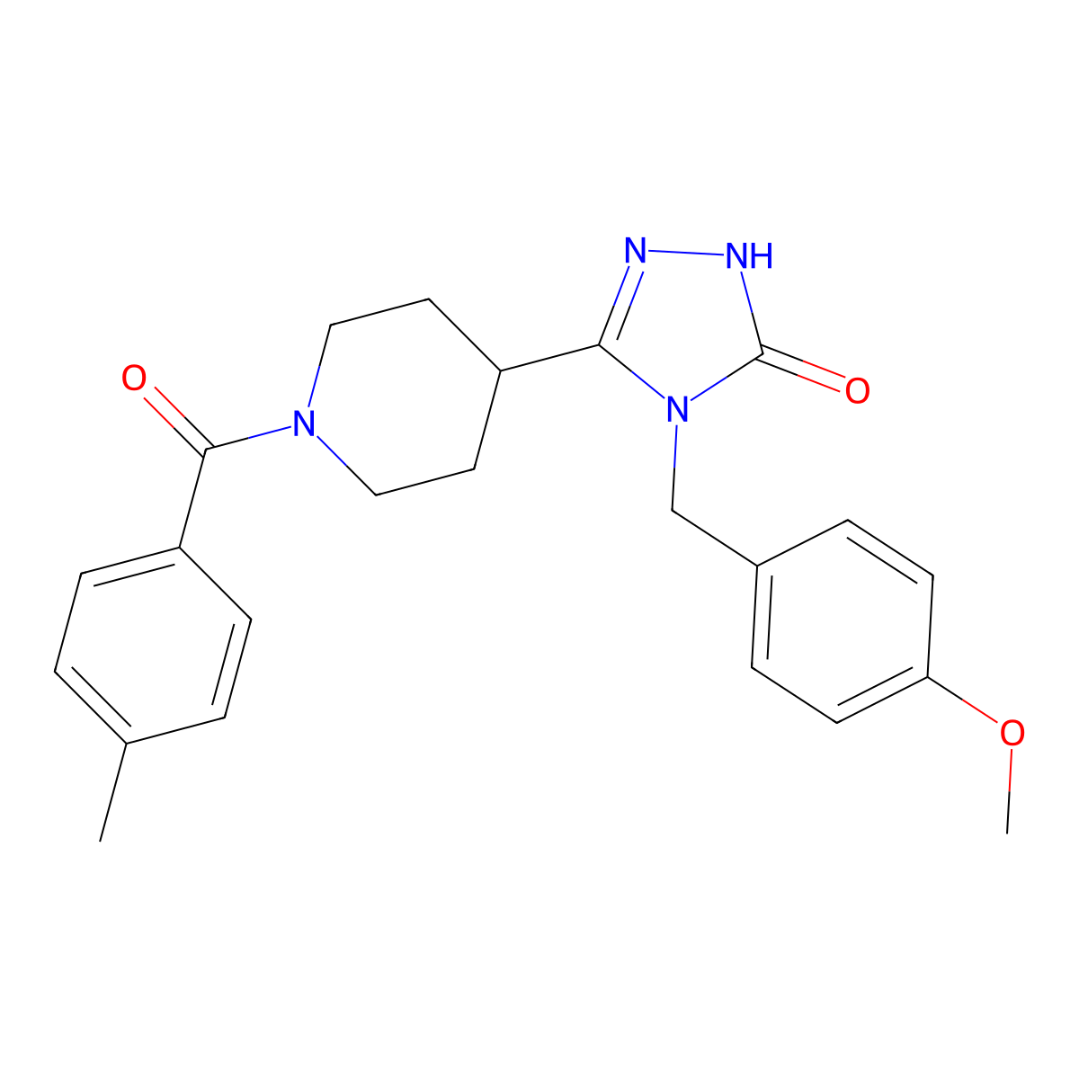 4-(4-methoxybenzyl)-5-[1-(4-methylbenzoyl)piperidin-4-yl]-2,4-dihydro-3H-1,2,4-triazol-3-one molecular structure, CAS 1775526-24-3