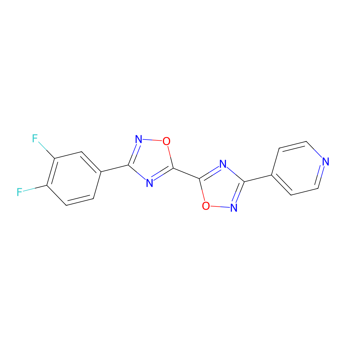 3-(3,4-Difluorophenyl)-3'-pyridin-4-yl-5,5'-bi-1,2,4-oxadiazole molecular structure, CAS 1775526-53-8