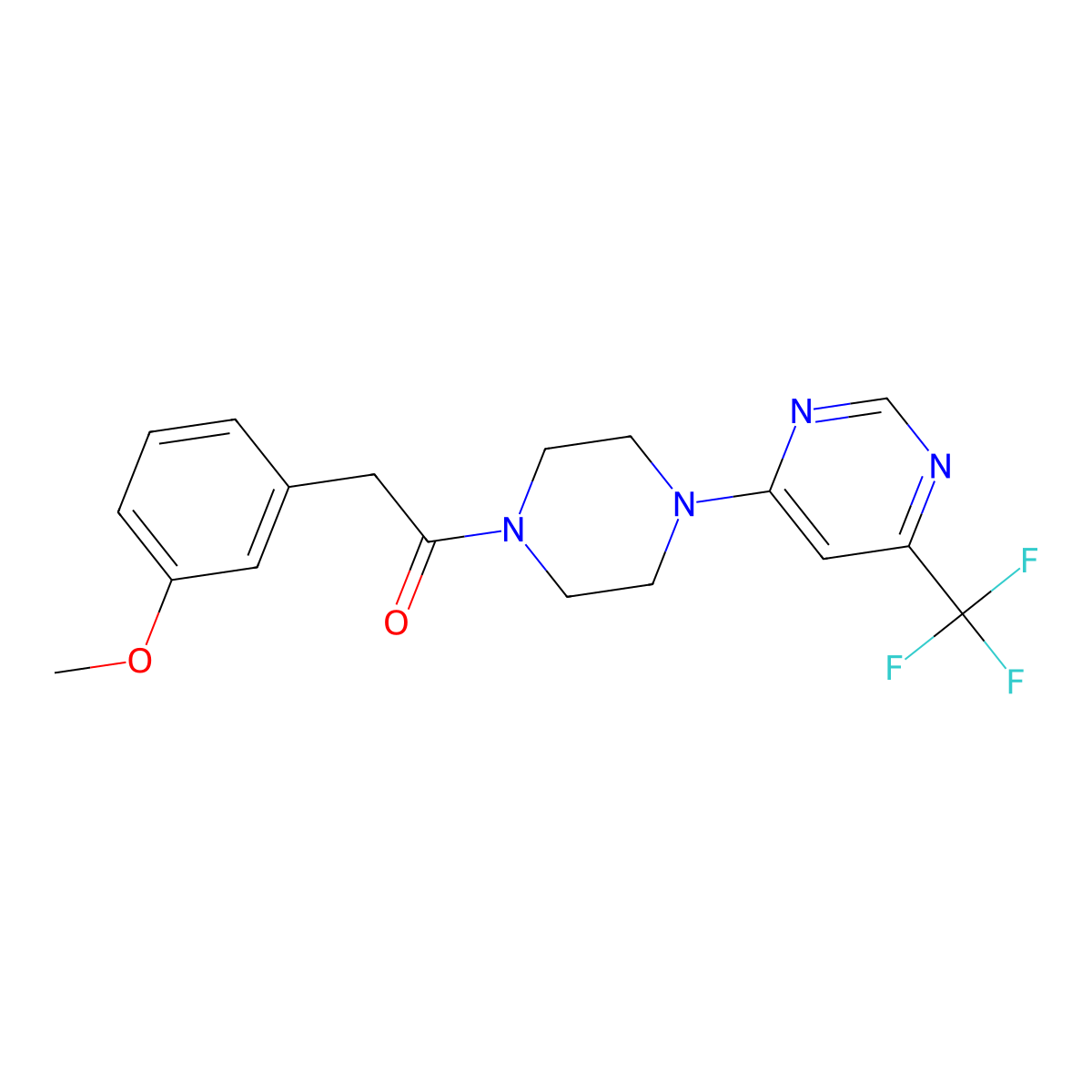 4-{4-[(3-Methoxyphenyl)acetyl]piperazin-1-yl}-6-(trifluoromethyl)pyrimidine molecular structure, CAS 1775526-93-6