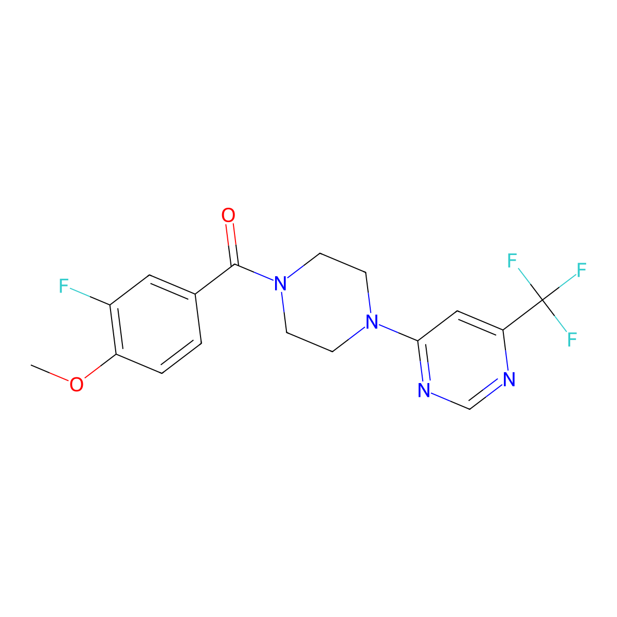 4-[4-(3-Fluoro-4-methoxybenzoyl)piperazin-1-yl]-6-(trifluoromethyl)pyrimidine molecular structure, CAS 1775527-03-1
