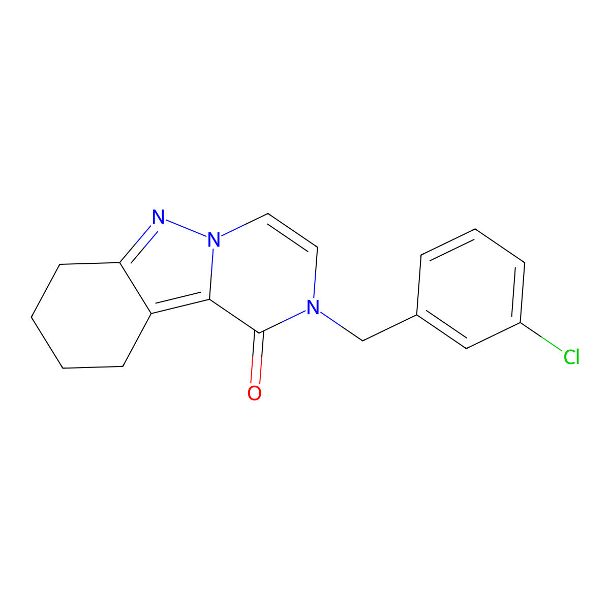 2-[(3-Chlorophenyl)methyl]-1H,2H,7H,8H,9H,10H-pyrazino[1,2-B]indazol-1-one molecular structure, CAS 1775527-09-7