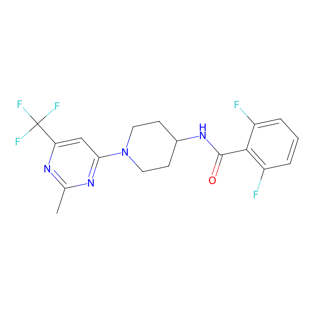 2,6-difluoro-N-{1-[2-methyl-6-(trifluoromethyl)pyrimidin-4-yl]piperidin-4-yl}benzamide molecular structure, CAS 1775527-15-5