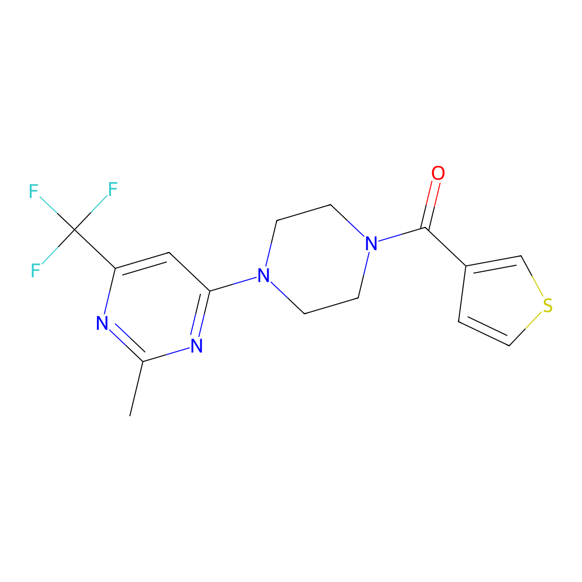 2-Methyl-4-[4-(3-thienylcarbonyl)piperazin-1-yl]-6-(trifluoromethyl)pyrimidine molecular structure, CAS 1775527-59-7