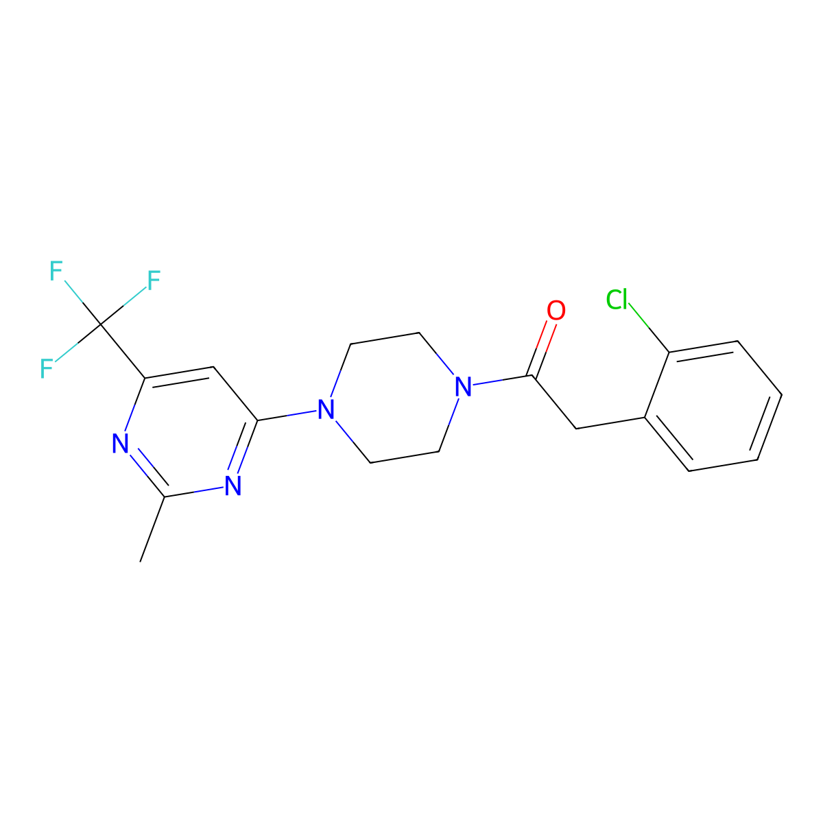 4-{4-[(2-Chlorophenyl)acetyl]piperazin-1-yl}-2-methyl-6-(trifluoromethyl)pyrimidine molecular structure, CAS 1775527-82-6