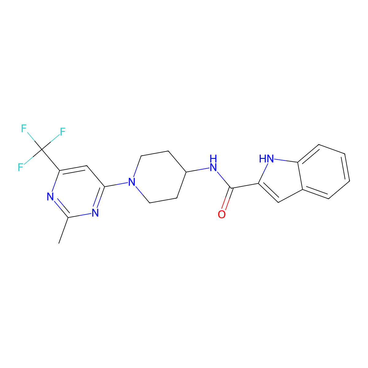 N-{1-[2-methyl-6-(trifluoromethyl)pyrimidin-4-yl]piperidin-4-yl}-1H-indole-2-carboxamide molecular structure, CAS 1775528-50-1