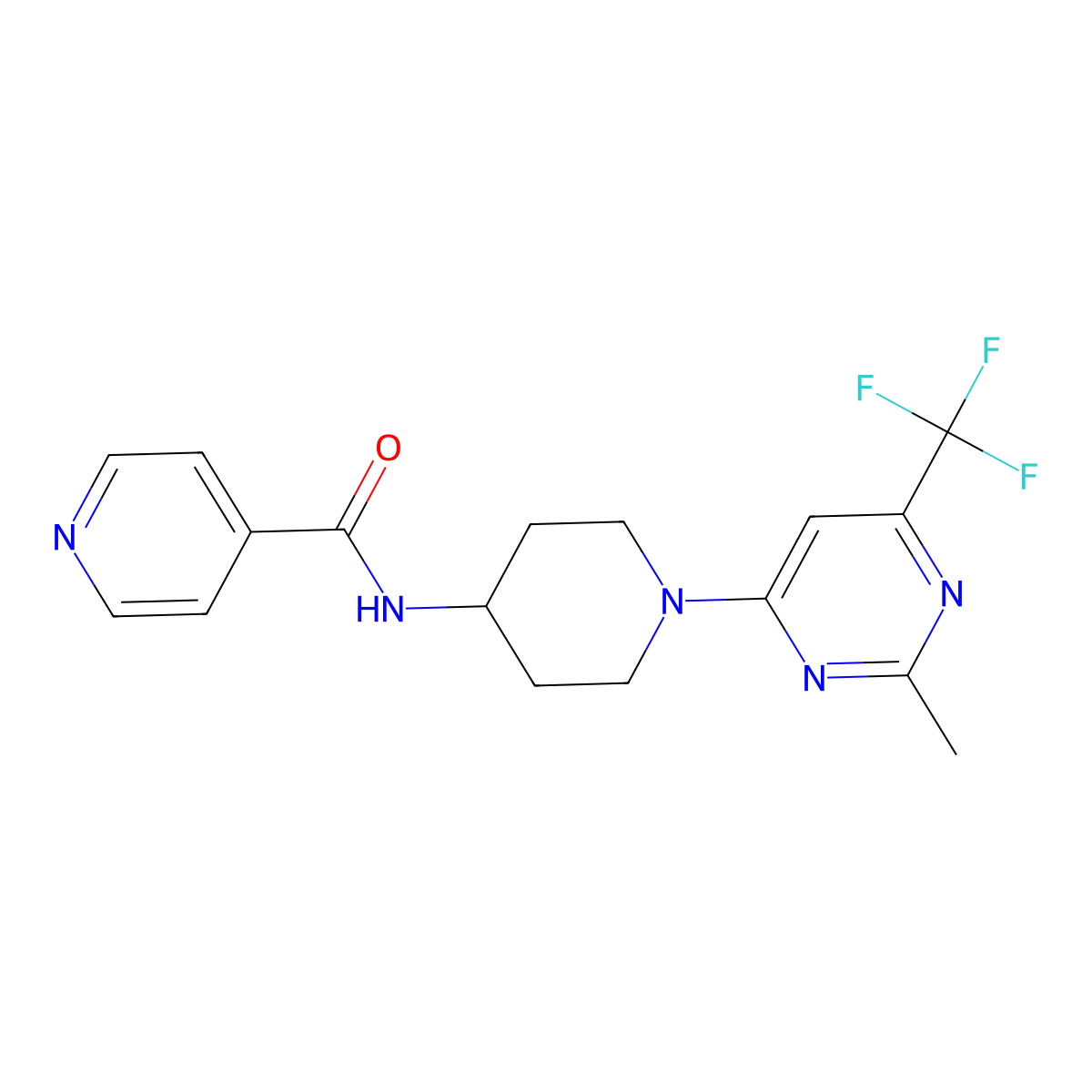 N-(1-(2-methyl-6-(trifluoromethyl)pyrimidin-4-yl)piperidin-4-yl)isonicotinamide molecular structure, CAS 1775528-62-5