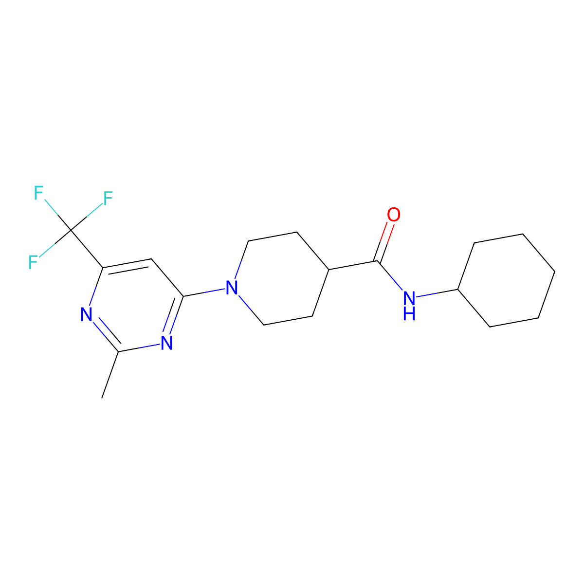 N-cyclohexyl-1-[2-methyl-6-(trifluoromethyl)pyrimidin-4-yl]piperidine-4-carboxamide molecular structure, CAS 1775528-69-2