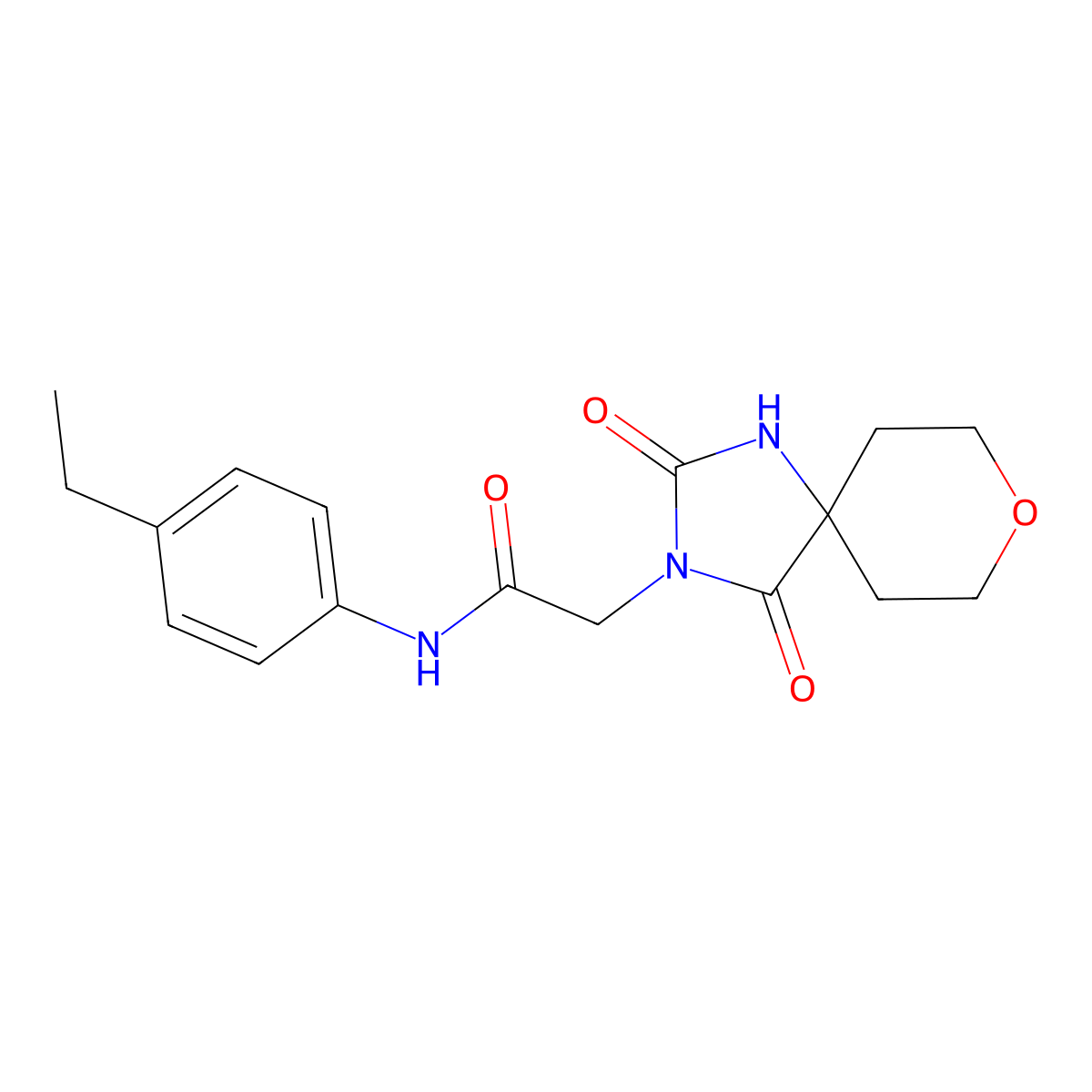 2-(2,4-dioxo-8-oxa-1,3-diazaspiro[4.5]dec-3-yl)-N-(4-ethylphenyl)acetamide molecular structure, CAS 1775528-92-1