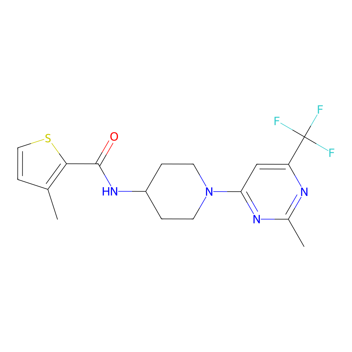 3-methyl-N-{1-[2-methyl-6-(trifluoromethyl)pyrimidin-4-yl]piperidin-4-yl}thiophene-2-carboxamide molecular structure, CAS 1775529-51-5