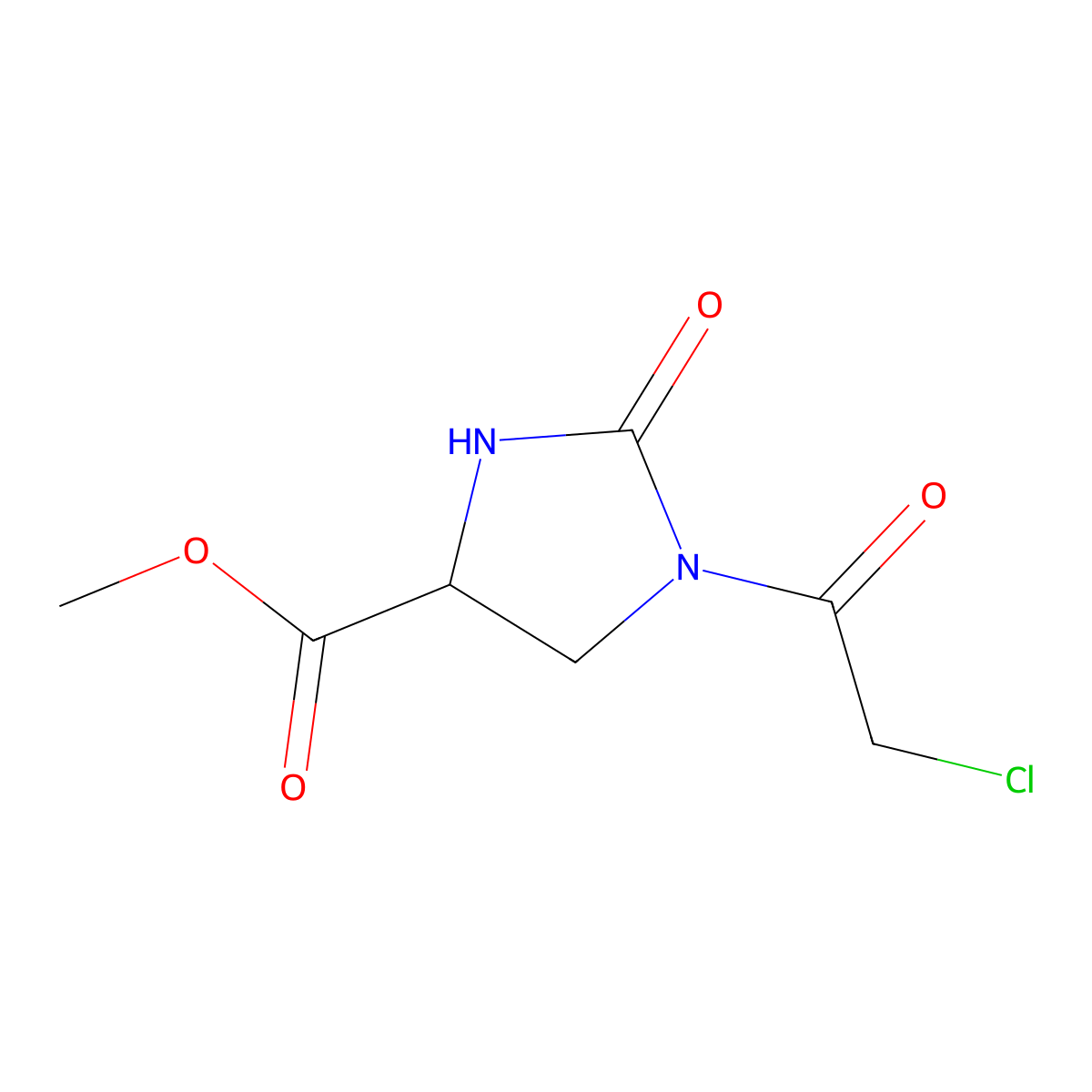 methyl (4S)-1-(2-chloroacetyl)-2-oxoimidazolidine-4-carboxylate molecular structure, CAS 177553-35-4