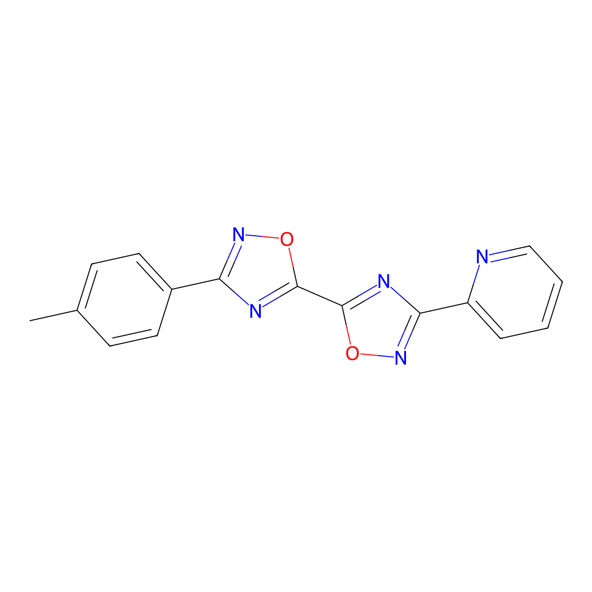 3-(4-Methylphenyl)-3'-pyridin-2-yl-5,5'-bi-1,2,4-oxadiazole molecular structure, CAS 1775530-66-9