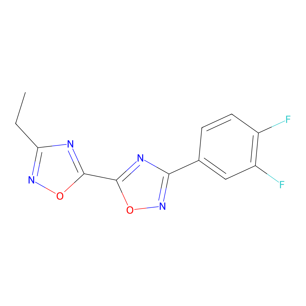 3-(3,4-Difluorophenyl)-3'-ethyl-5,5'-bi-1,2,4-oxadiazole molecular structure, CAS 1775530-68-1
