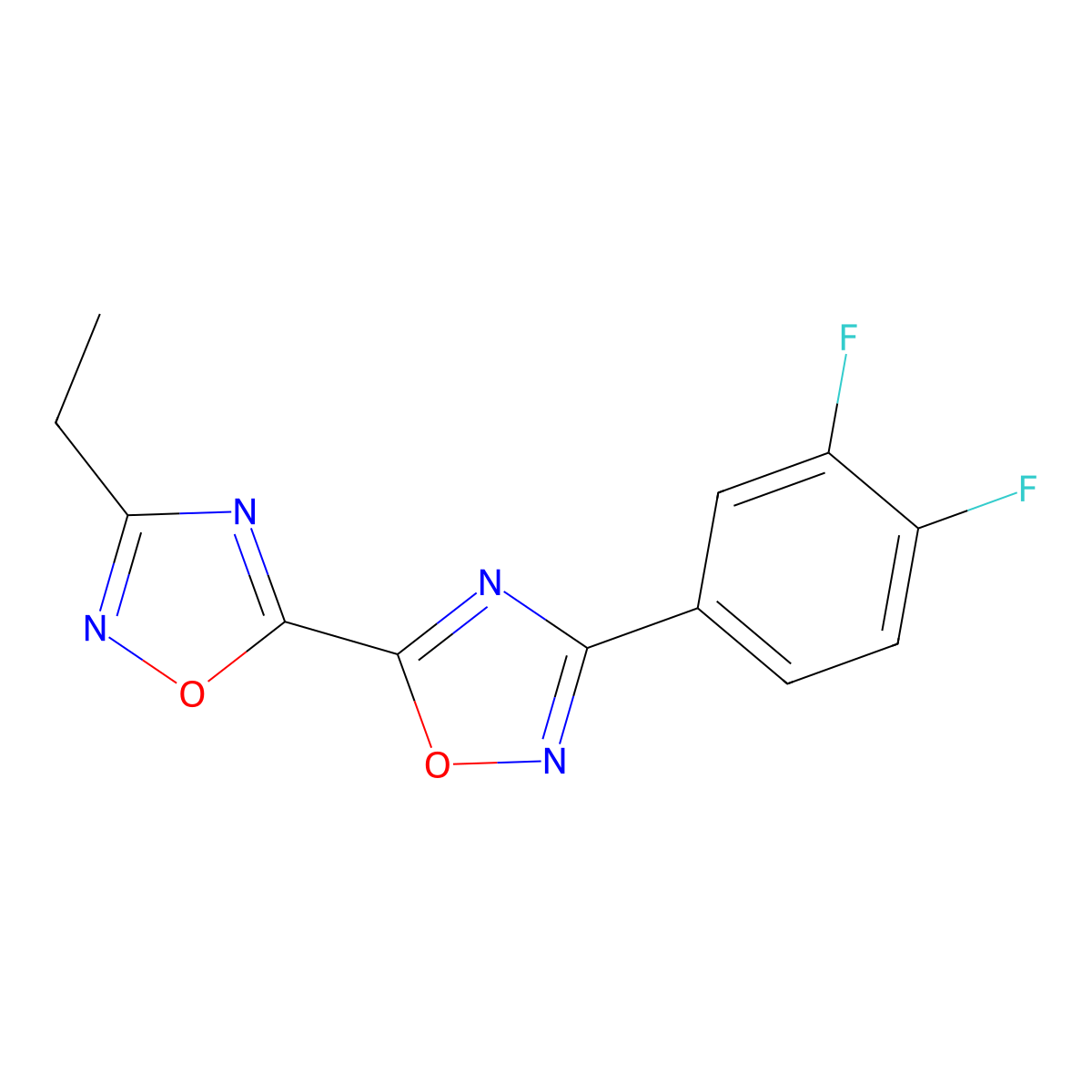 3-(3,4-Difluorophenyl)-3'-ethyl-5,5'-bi-1,2,4-oxadiazole molecular structure, CAS 1775530-68-1