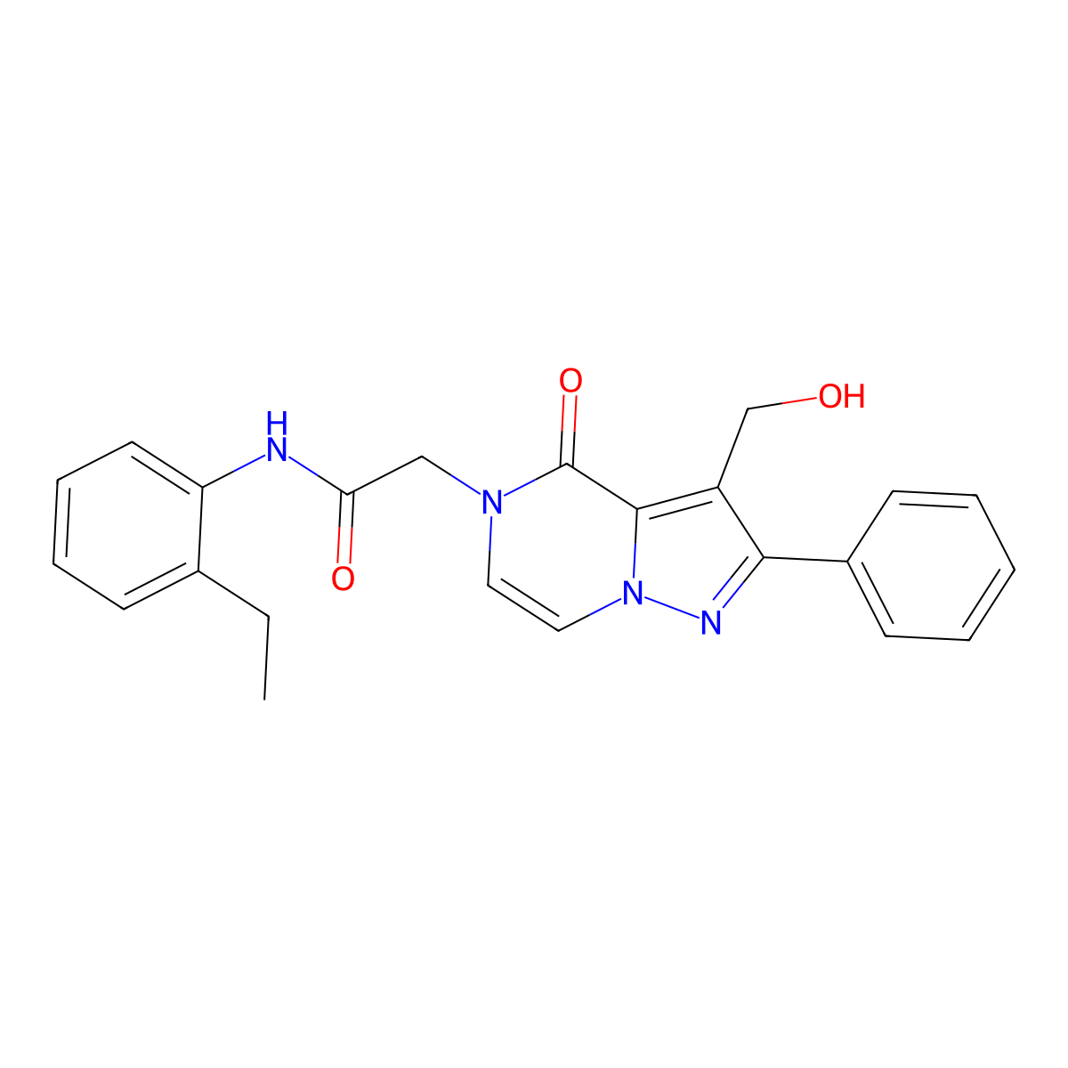 N-(2-Ethylphenyl)-2-[3-(hydroxymethyl)-4-oxo-2-phenyl-4H,5H-pyrazolo[1,5-A]pyrazin-5-YL]acetamide molecular structure, CAS 1775531-33-3