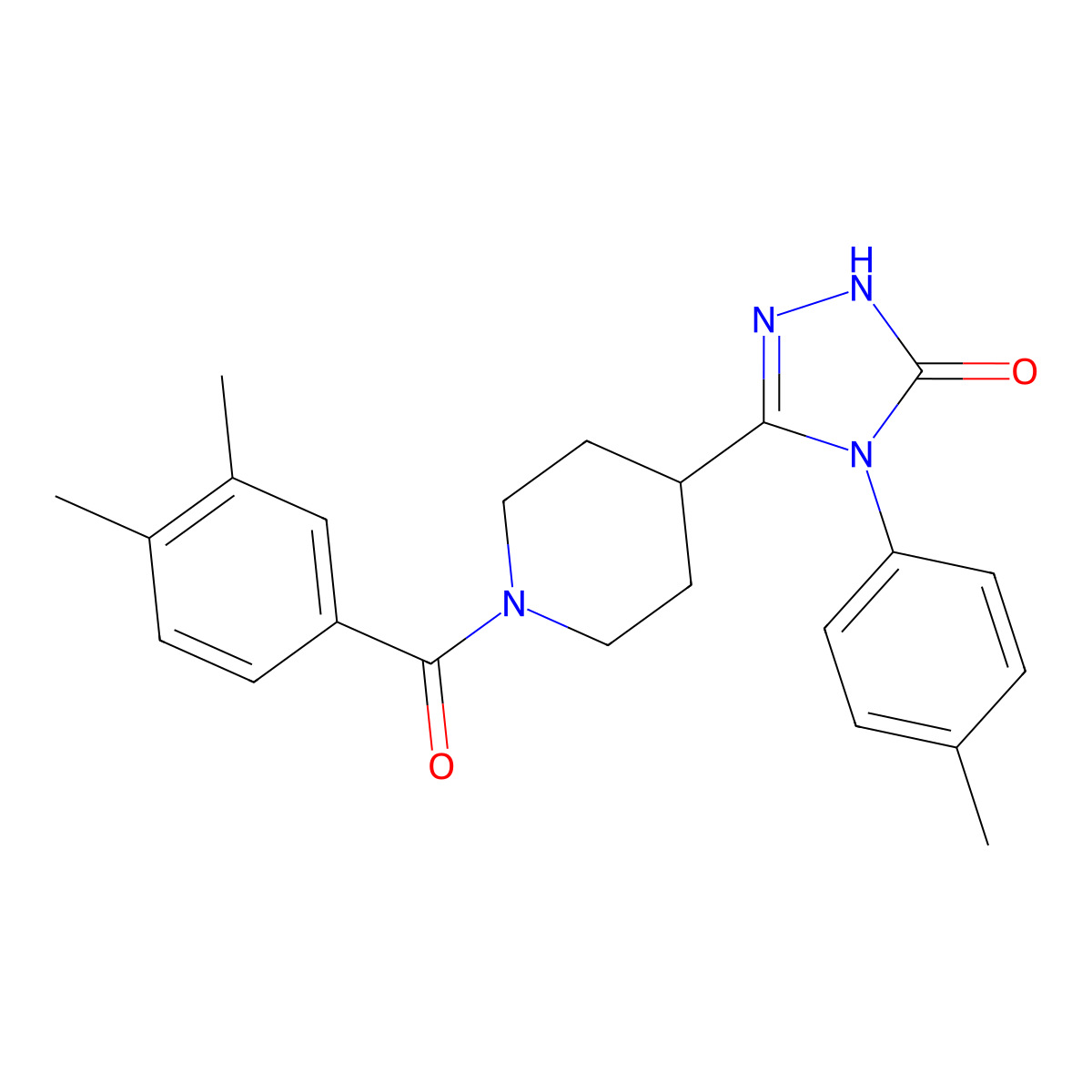 5-[1-(3,4-dimethylbenzoyl)piperidin-4-yl]-4-(4-methylphenyl)-2,4-dihydro-3H-1,2,4-triazol-3-one molecular structure, CAS 1775532-71-2
