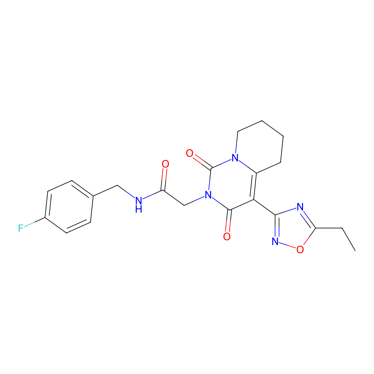 2-[4-(5-ethyl-1,2,4-oxadiazol-3-yl)-1,3-dioxo-1H,2H,3H,5H,6H,7H,8H-pyrido[1,2-c]pyrimidin-2-yl]-N-[(4-fluorophenyl)methyl]acetamide molecular structure, CAS 1775533-43-1