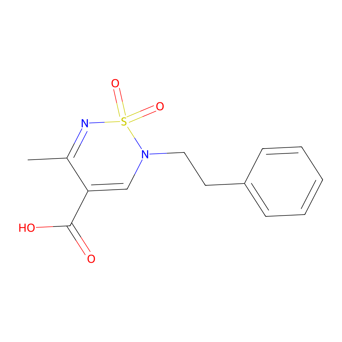 5-methyl-2-(2-phenylethyl)-2H-1,2,6-thiadiazine-4-carboxylic acid 1,1-dioxide molecular structure, CAS 1775534-50-3