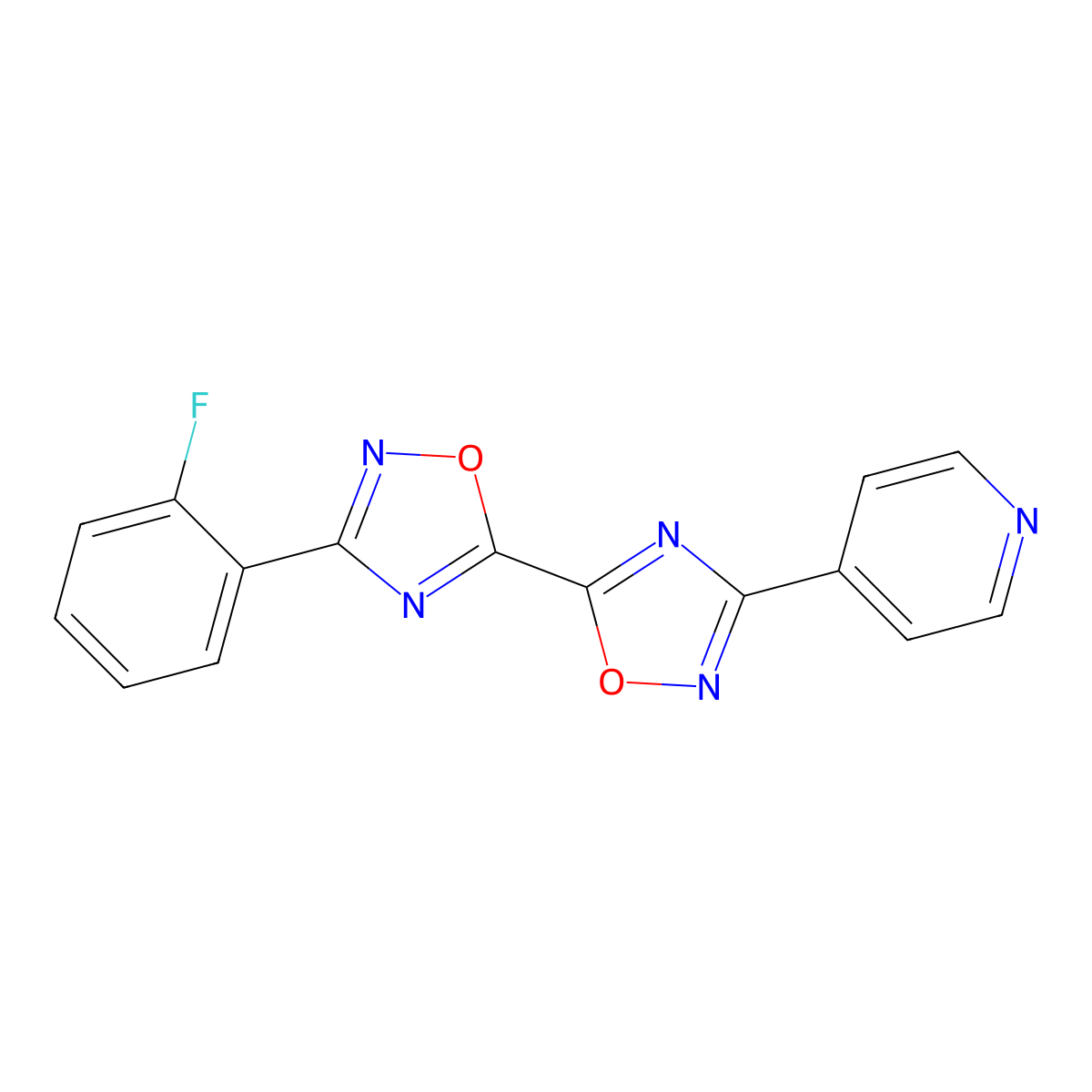 3-(2-Fluorophenyl)-3'-pyridin-4-yl-5,5'-bi-1,2,4-oxadiazole molecular structure, CAS 1775535-46-0