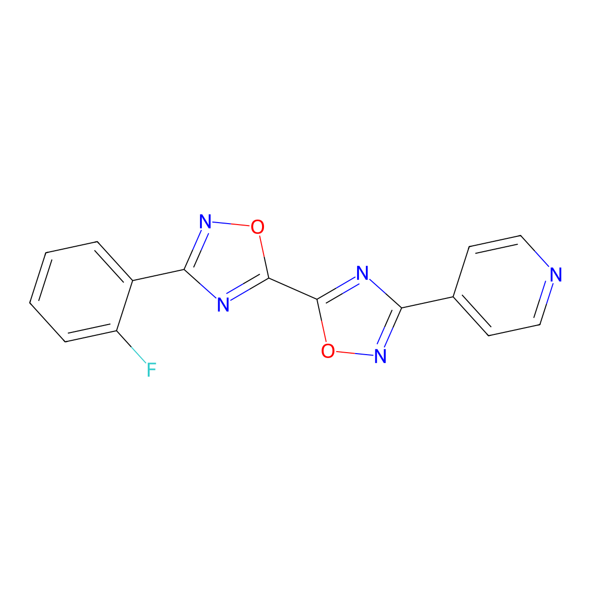 3-(2-Fluorophenyl)-3'-pyridin-4-yl-5,5'-bi-1,2,4-oxadiazole molecular structure, CAS 1775535-46-0