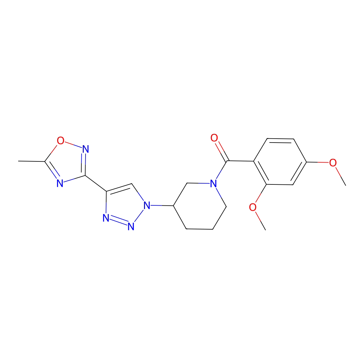 1-(2,4-dimethoxybenzoyl)-3-[4-(5-methyl-1,2,4-oxadiazol-3-yl)-1H-1,2,3-triazol-1-yl]piperidine molecular structure, CAS 1775535-49-3