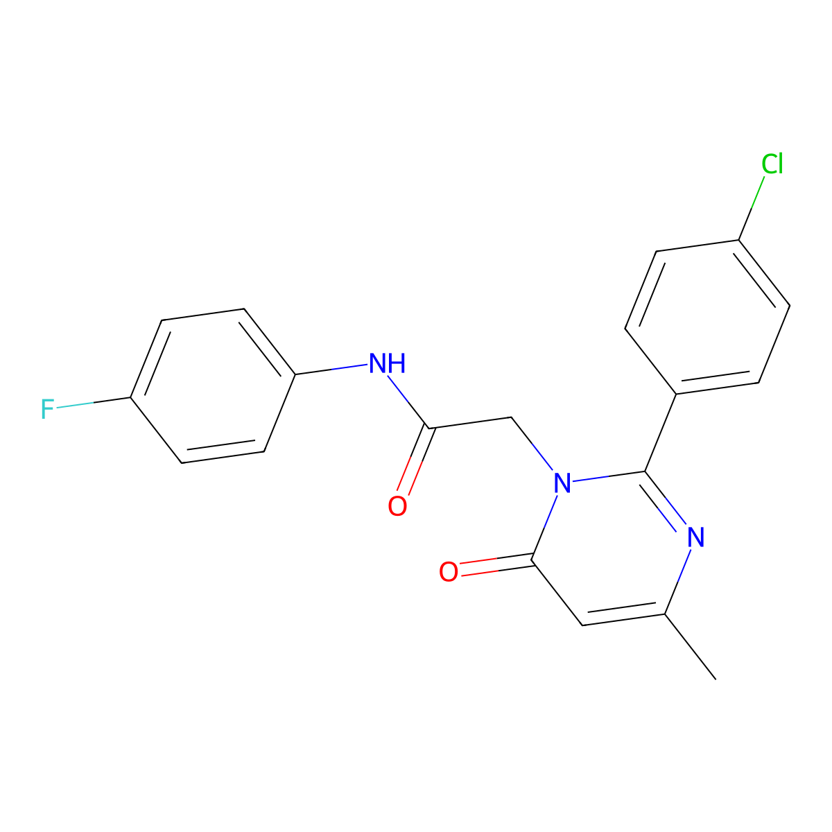 2-[2-(4-Chlorophenyl)-4-methyl-6-oxo-1,6-dihydropyrimidin-1-YL]-N-(4-fluorophenyl)acetamide molecular structure, CAS 1775535-81-3