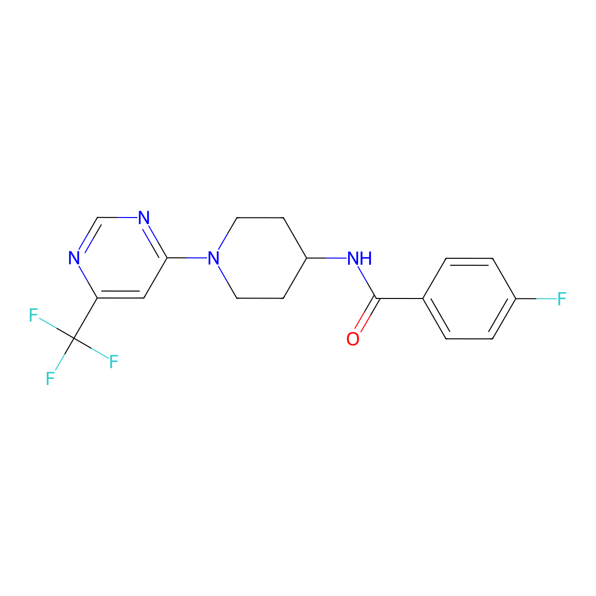 4-fluoro-N-{1-[6-(trifluoromethyl)pyrimidin-4-yl]piperidin-4-yl}benzamide molecular structure, CAS 1775536-86-1