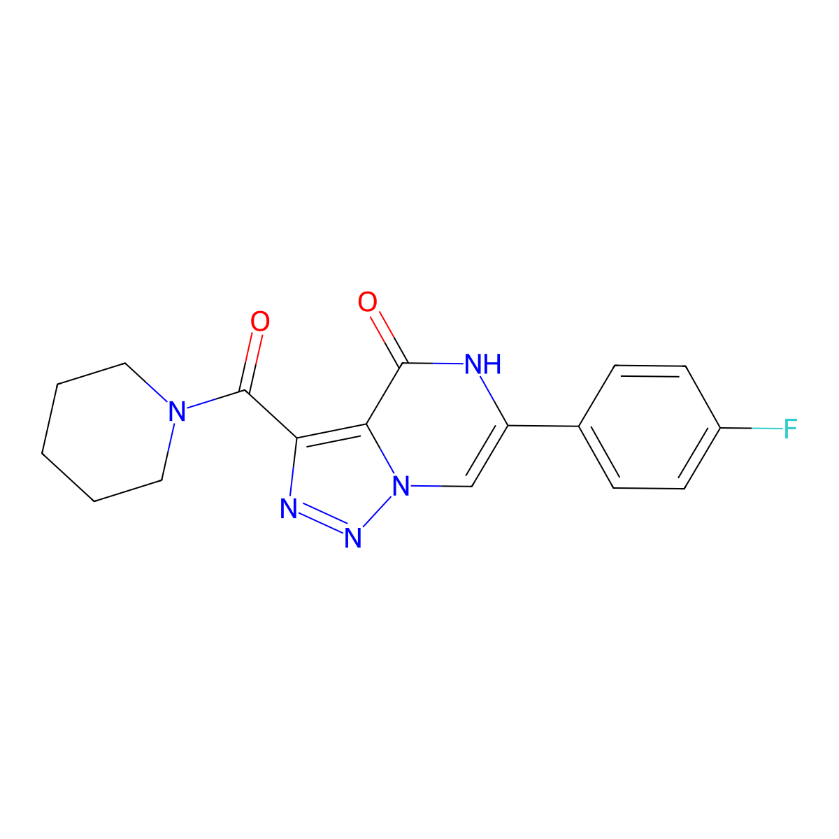6-(4-fluorophenyl)-3-(piperidin-1-ylcarbonyl)[1,2,3]triazolo[1,5-a]pyrazin-4(5H)-one molecular structure, CAS 1775537-02-4
