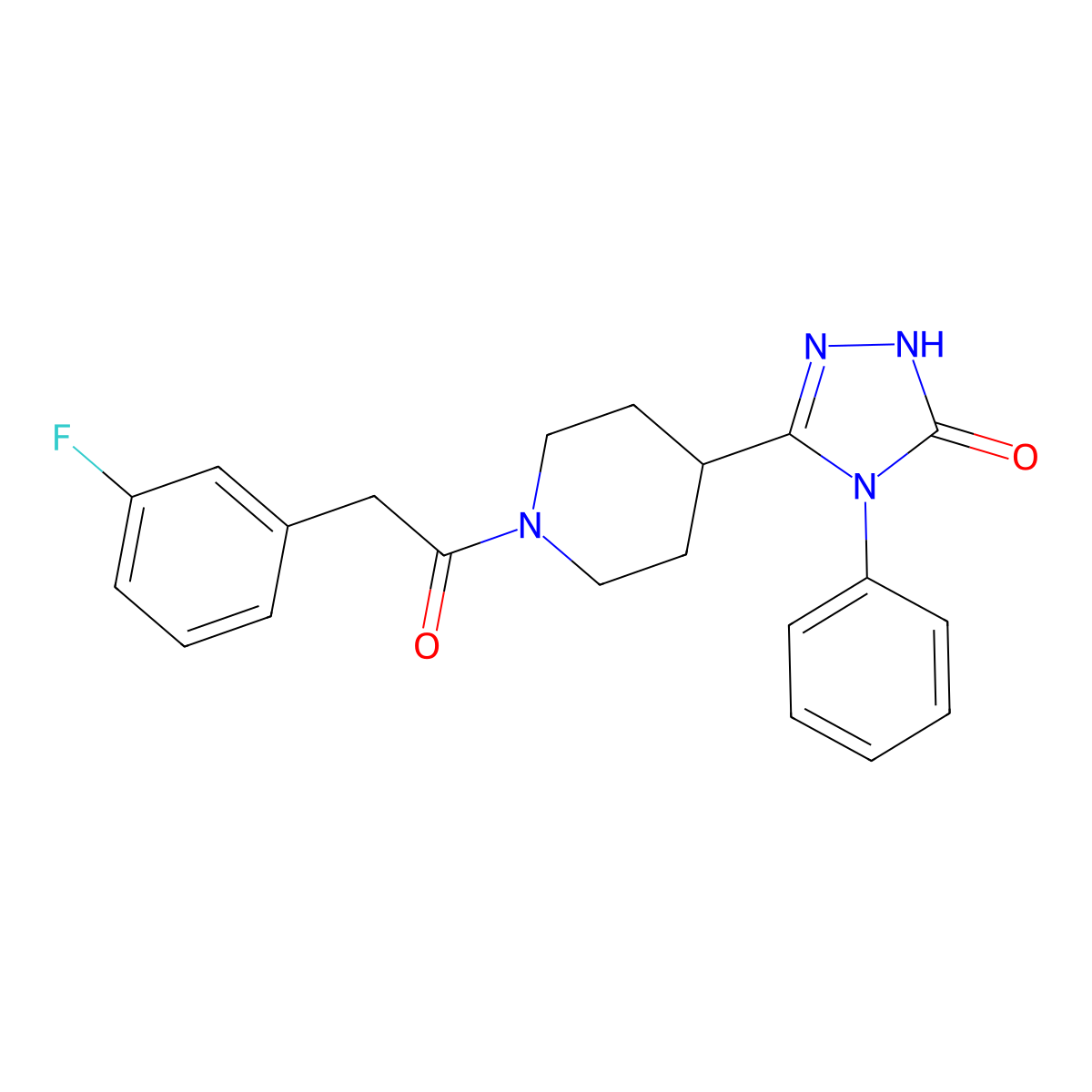 5-{1-[(3-fluorophenyl)acetyl]piperidin-4-yl}-4-phenyl-2,4-dihydro-3H-1,2,4-triazol-3-one molecular structure, CAS 1775538-70-9