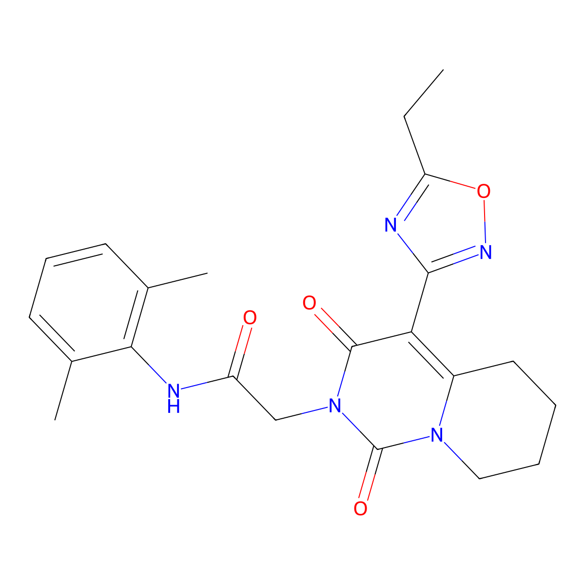 N-(2,6-dimethylphenyl)-2-[4-(5-ethyl-1,2,4-oxadiazol-3-yl)-1,3-dioxo-5,6,7,8-tetrahydro-1H-pyrido[1,2-c]pyrimidin-2(3H)-yl]acetamide molecular structure, CAS 1775541-72-4