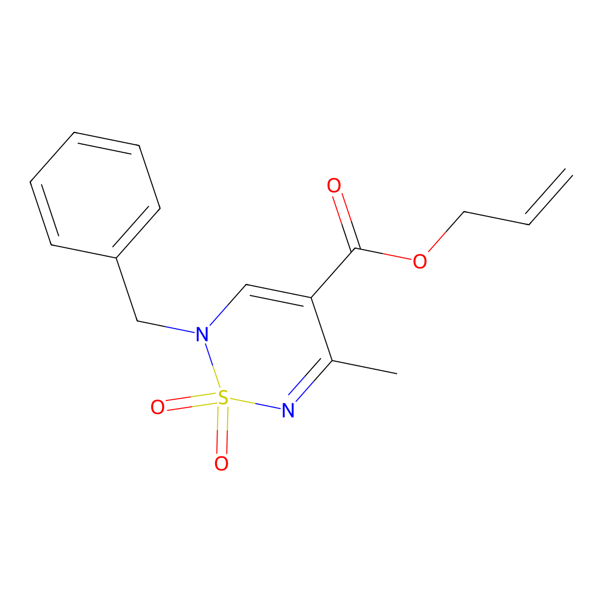 Allyl 2-benzyl-5-methyl-1,1-dioxo-1,2-dihydro-1,2,6-thiadiazine-4-carboxylate molecular structure, CAS 1775542-00-1