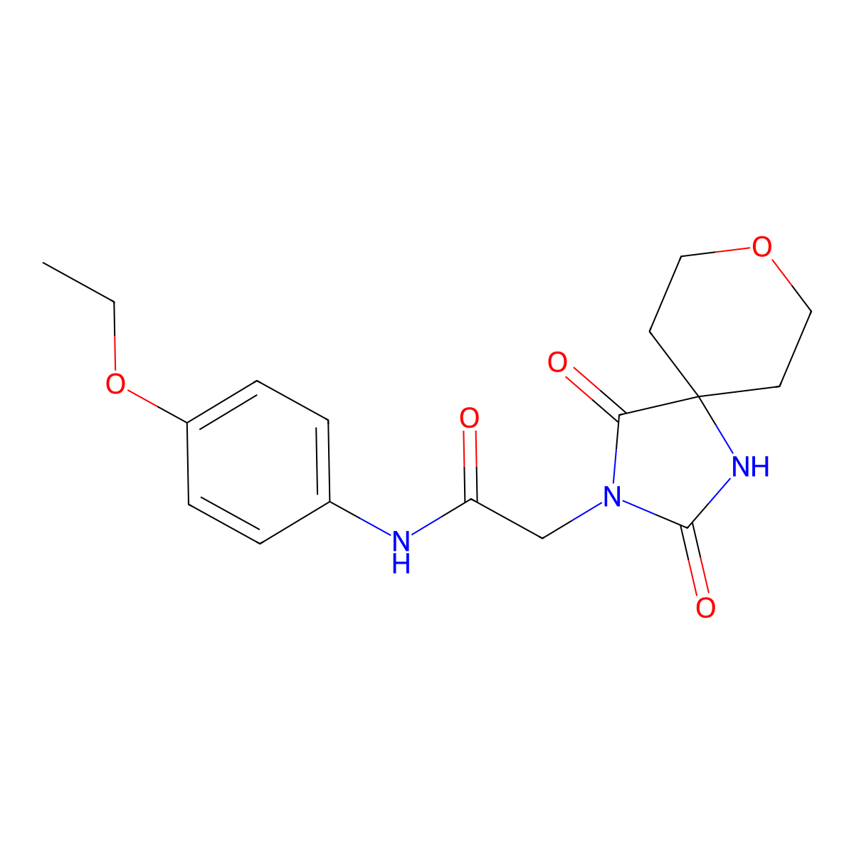2-(2,4-dioxo-8-oxa-1,3-diazaspiro[4.5]dec-3-yl)-N-(4-ethoxyphenyl)acetamide molecular structure, CAS 1775542-48-7