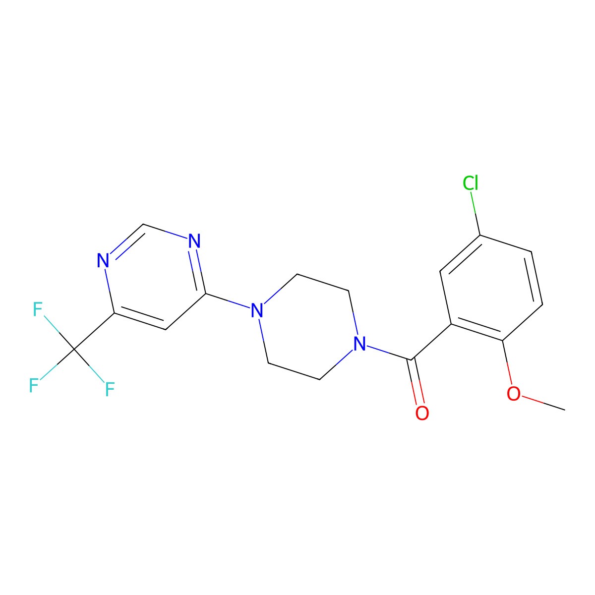 4-[4-(5-Chloro-2-methoxybenzoyl)piperazin-1-yl]-6-(trifluoromethyl)pyrimidine molecular structure, CAS 1775544-07-4