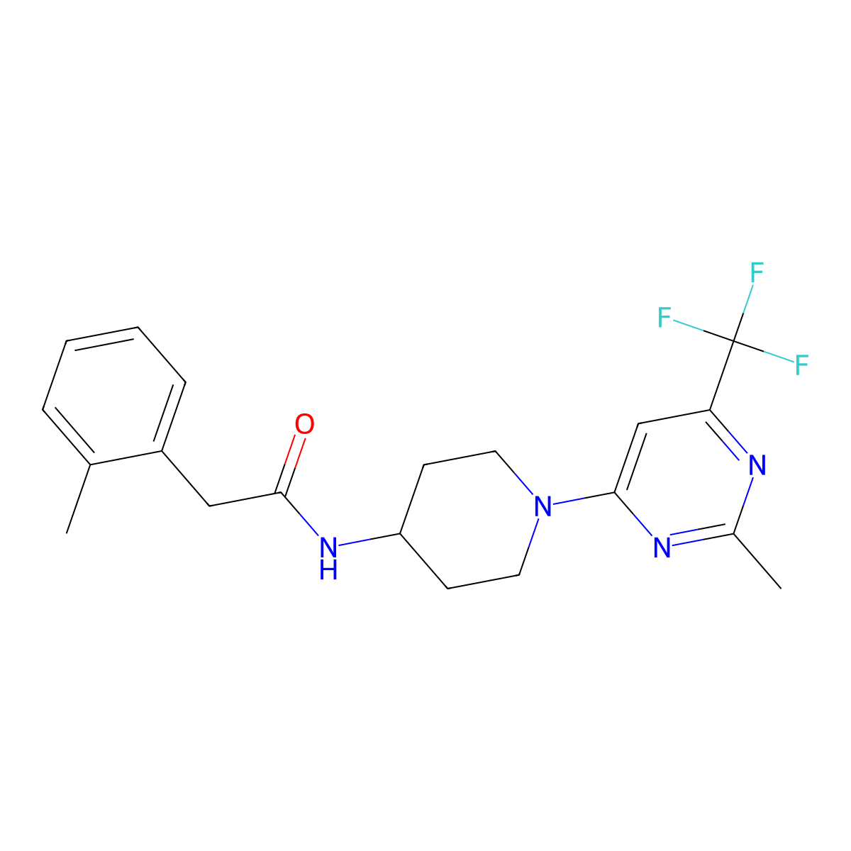N-{1-[2-methyl-6-(trifluoromethyl)pyrimidin-4-yl]piperidin-4-yl}-2-(2-methylphenyl)acetamide molecular structure, CAS 1775544-61-0