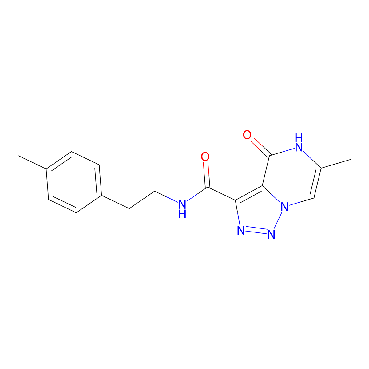 6-methyl-N-[2-(4-methylphenyl)ethyl]-4-oxo-4,5-dihydro[1,2,3]triazolo[1,5-a]pyrazine-3-carboxamide molecular structure, CAS 1775544-72-3