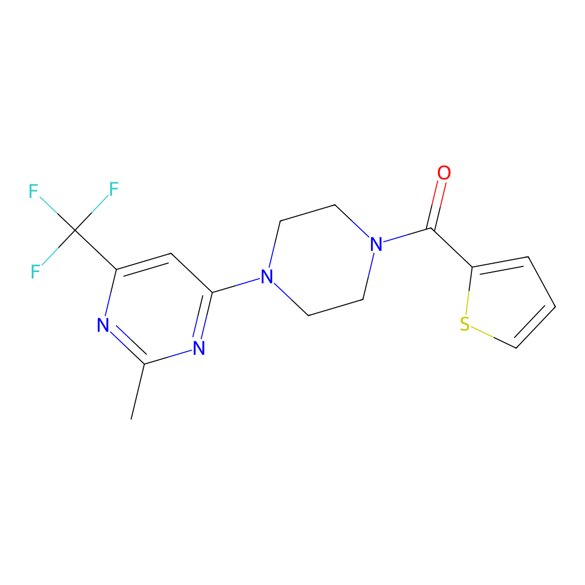 2-Methyl-4-[4-(2-thienylcarbonyl)piperazin-1-yl]-6-(trifluoromethyl)pyrimidine molecular structure, CAS 1775544-94-9