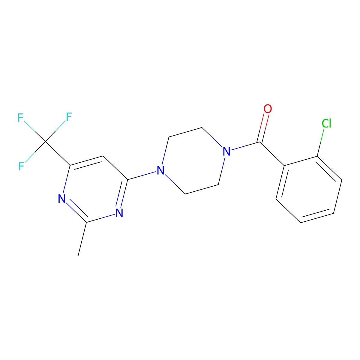 4-[4-(2-Chlorobenzoyl)piperazin-1-yl]-2-methyl-6-(trifluoromethyl)pyrimidine molecular structure, CAS 1775545-43-1