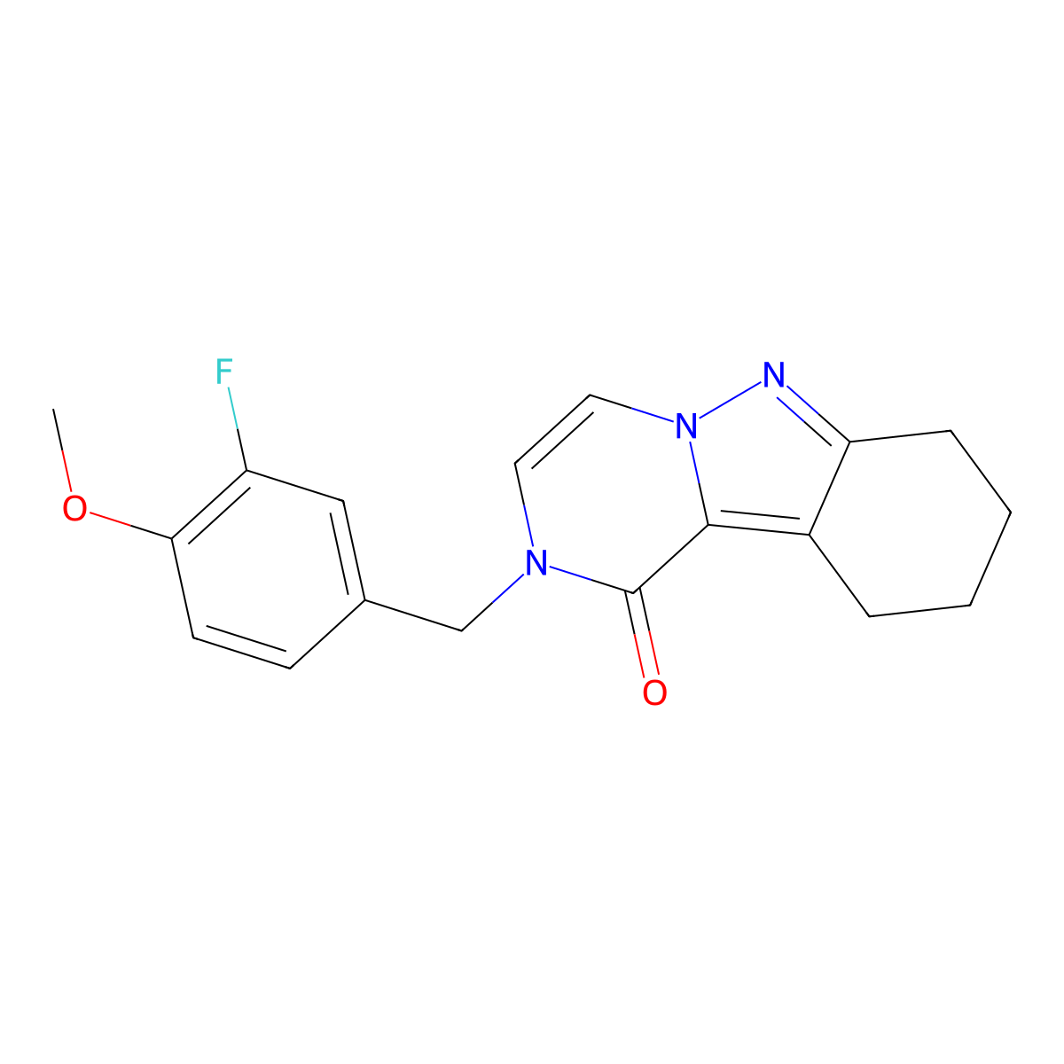 2-[(3-Fluoro-4-methoxyphenyl)methyl]-1H,2H,7H,8H,9H,10H-pyrazino[1,2-B]indazol-1-one molecular structure, CAS 1775546-08-1