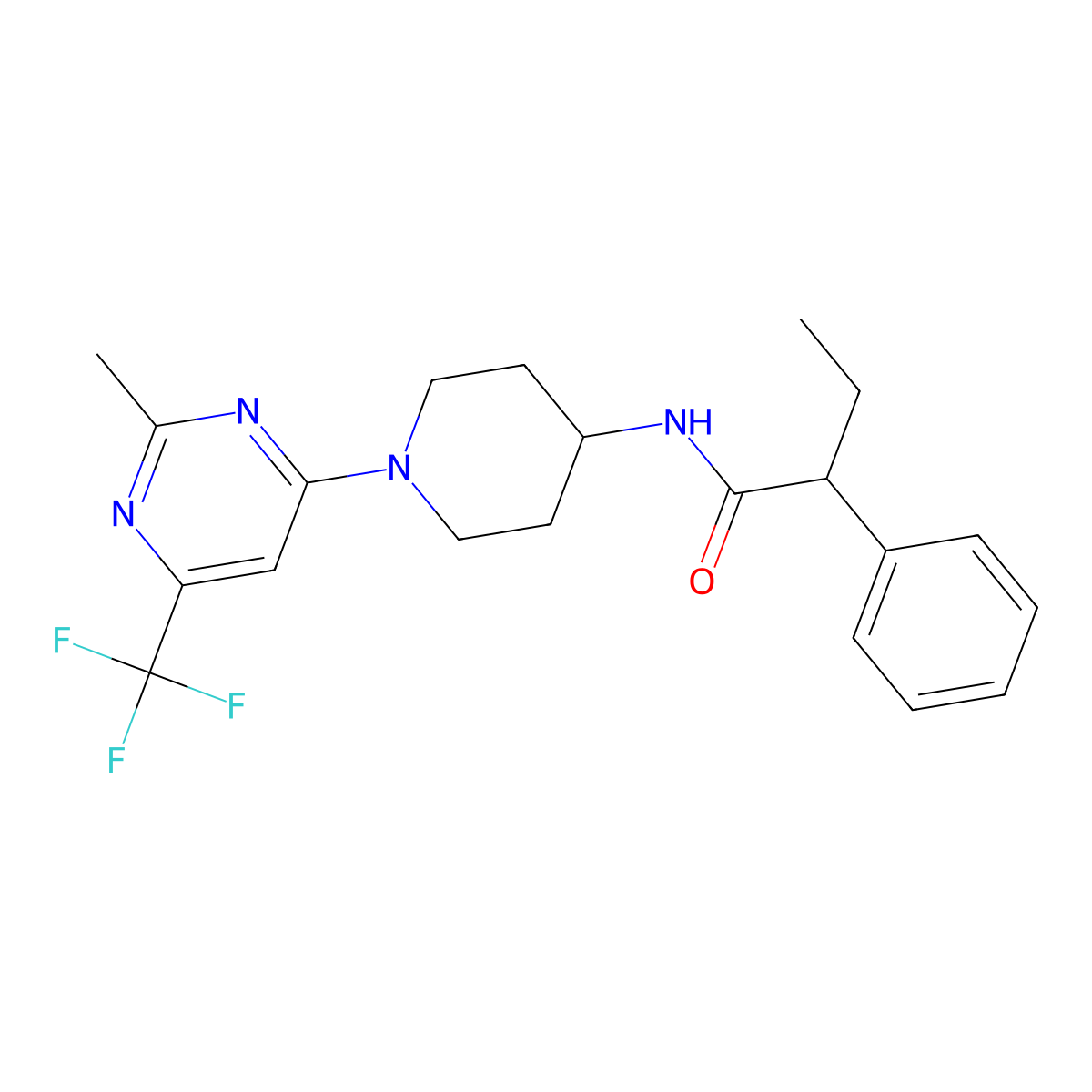 N-{1-[2-methyl-6-(trifluoromethyl)pyrimidin-4-yl]piperidin-4-yl}-2-phenylbutanamide molecular structure, CAS 1775546-20-7