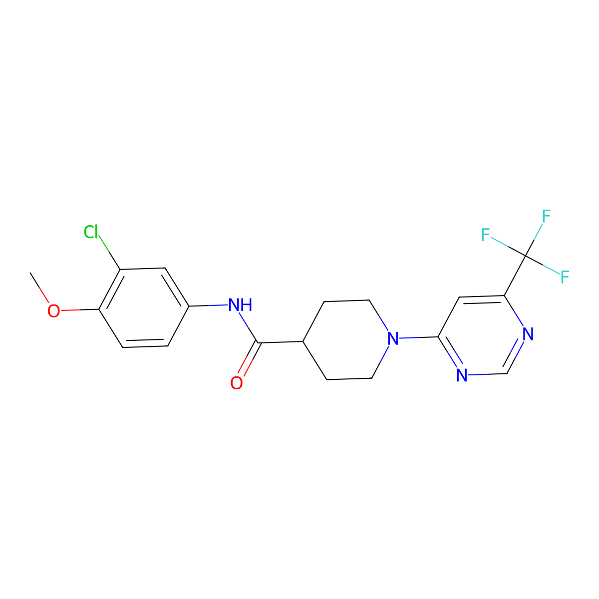 N-(3-chloro-4-methoxyphenyl)-1-[6-(trifluoromethyl)pyrimidin-4-yl]piperidine-4-carboxamide molecular structure, CAS 1775546-35-4