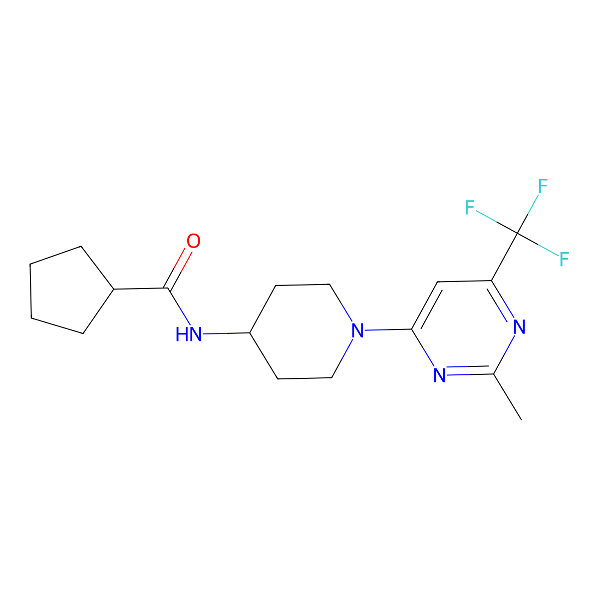 N-{1-[2-methyl-6-(trifluoromethyl)pyrimidin-4-yl]piperidin-4-yl}cyclopentanecarboxamide molecular structure, CAS 1775546-62-7