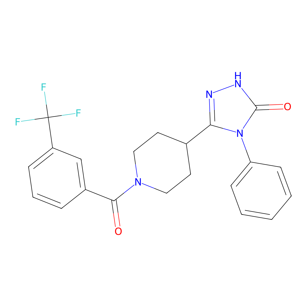 4-phenyl-5-{1-[3-(trifluoromethyl)benzoyl]piperidin-4-yl}-2,4-dihydro-3H-1,2,4-triazol-3-one molecular structure, CAS 1775546-74-1